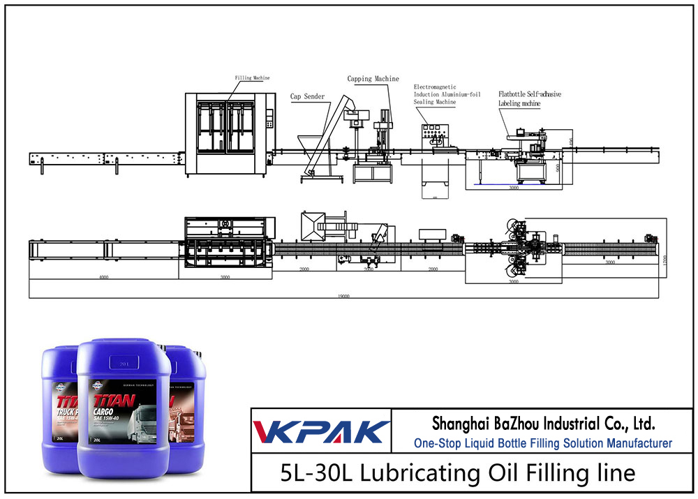 Linie automată de umplere cu ulei lubrifiant 5L-30L